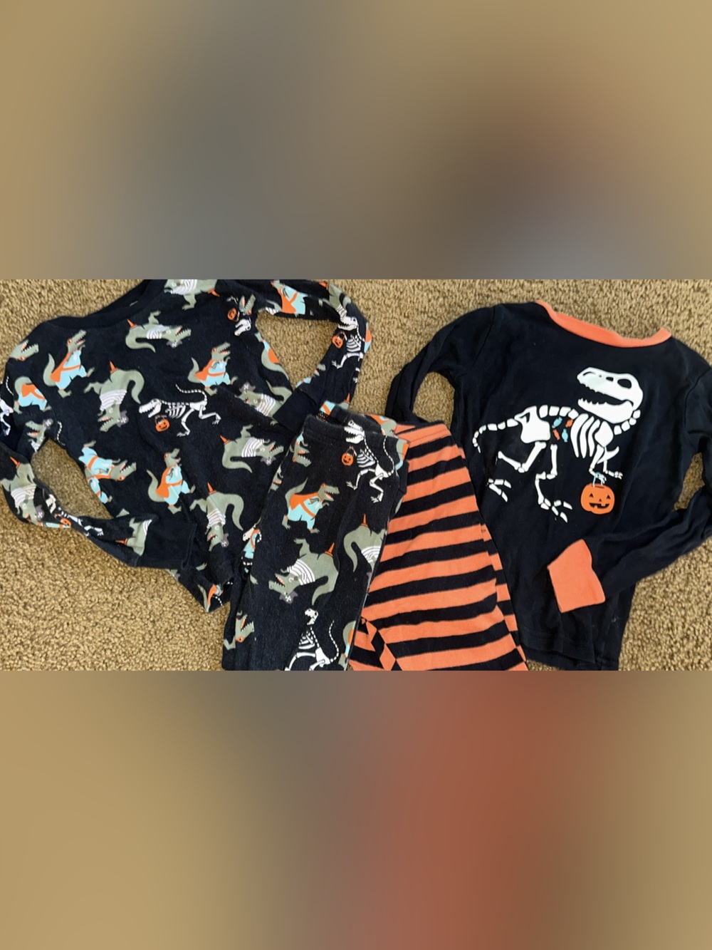Carter's Black & Orange Halloween Dinosaur Pajama Set